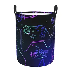 Custom Gamer Gaming Controller Button Laundry Basket Collapsible Video Game Lover Gift Baby Hamper for Nursery Toys Organizer