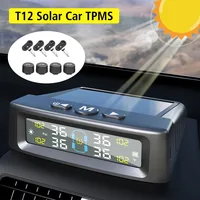 Sistema de supervisión de presión de neumáticos TPMS Solar para coche, 4 sensores de neumáticos, probador de neumáticos, advertencia de temperatura, ahorro de combustible, electrónica automotriz