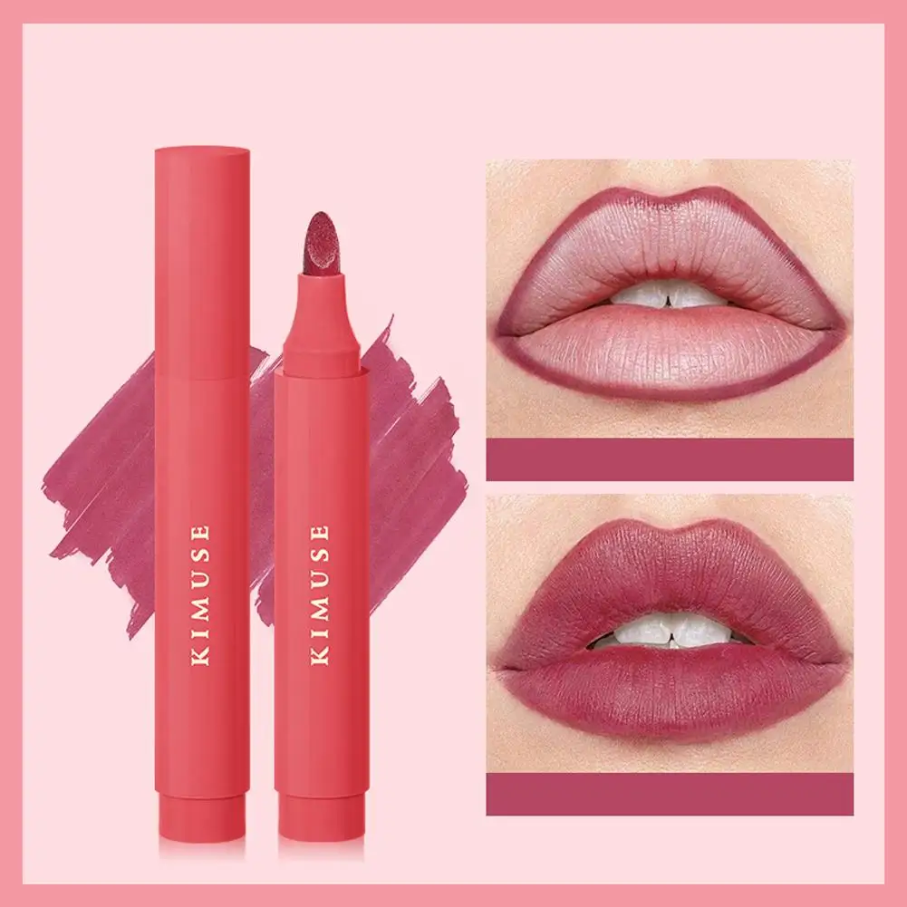 Lip Stain Marker Pen Liquid Dye Lip Tint Hydrating Waterproof Contour Effect Long Pen Lasting Lipstick Natural Pen Marker C V4B2