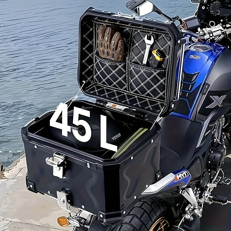 

Aluminum alloy trunk for motorcycles, large-capacity 1-second quick-release electric vehicle trunk
