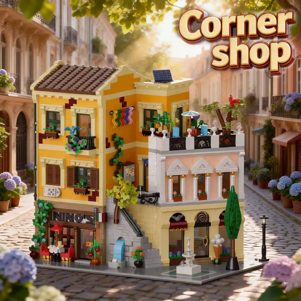 

4000PCS Italian Street Corner building blocks MOC Creative Street View Model Custom Puzzle Architecture Adult Puzzle DIY Gift