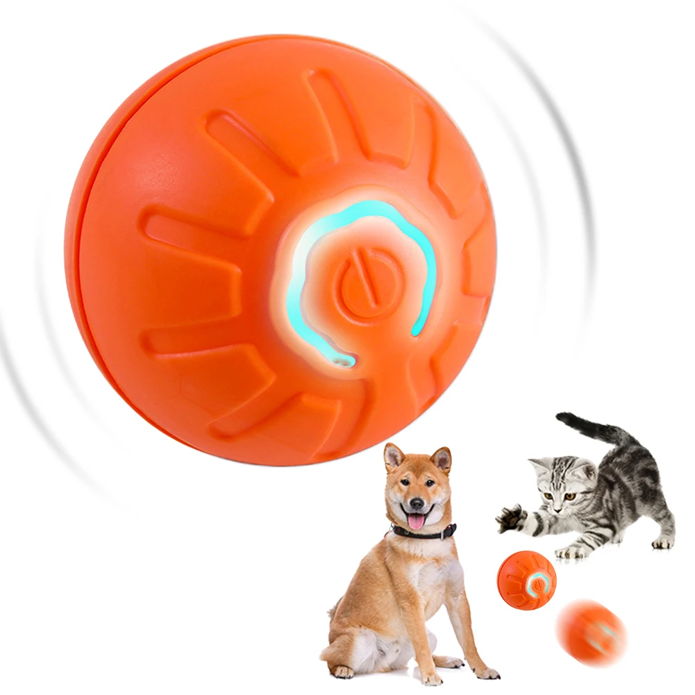 Interactive Dog Toys Ball with LED Flash Automatic Rolling Ball Toy USB Rechargeable Self Rotating Ball for Cats and Dogs