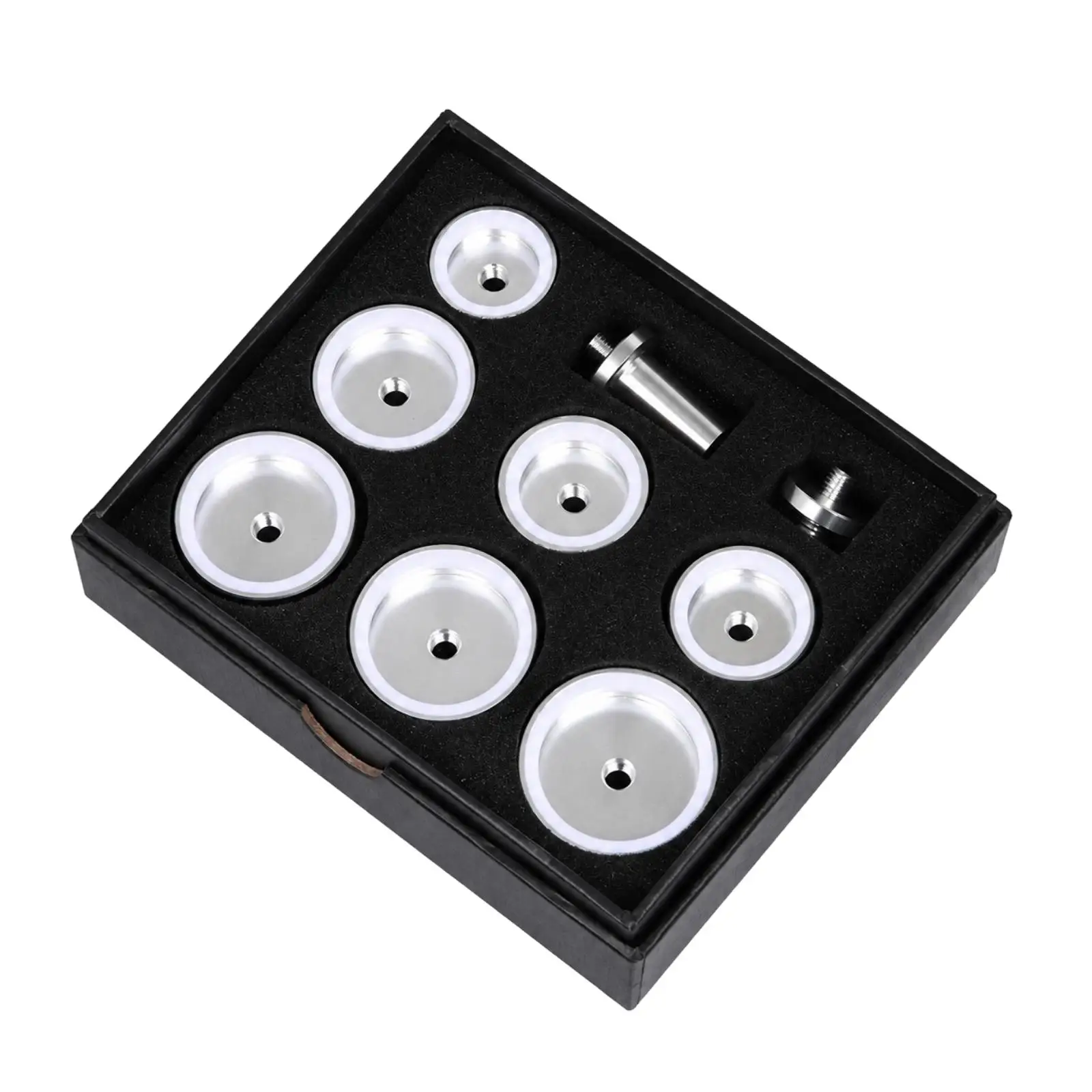7 Pieces Watch Press Set with Dies Lightweight Watch Bezel Press Disc Set with Pressing Components Multi-Size Silver Finish