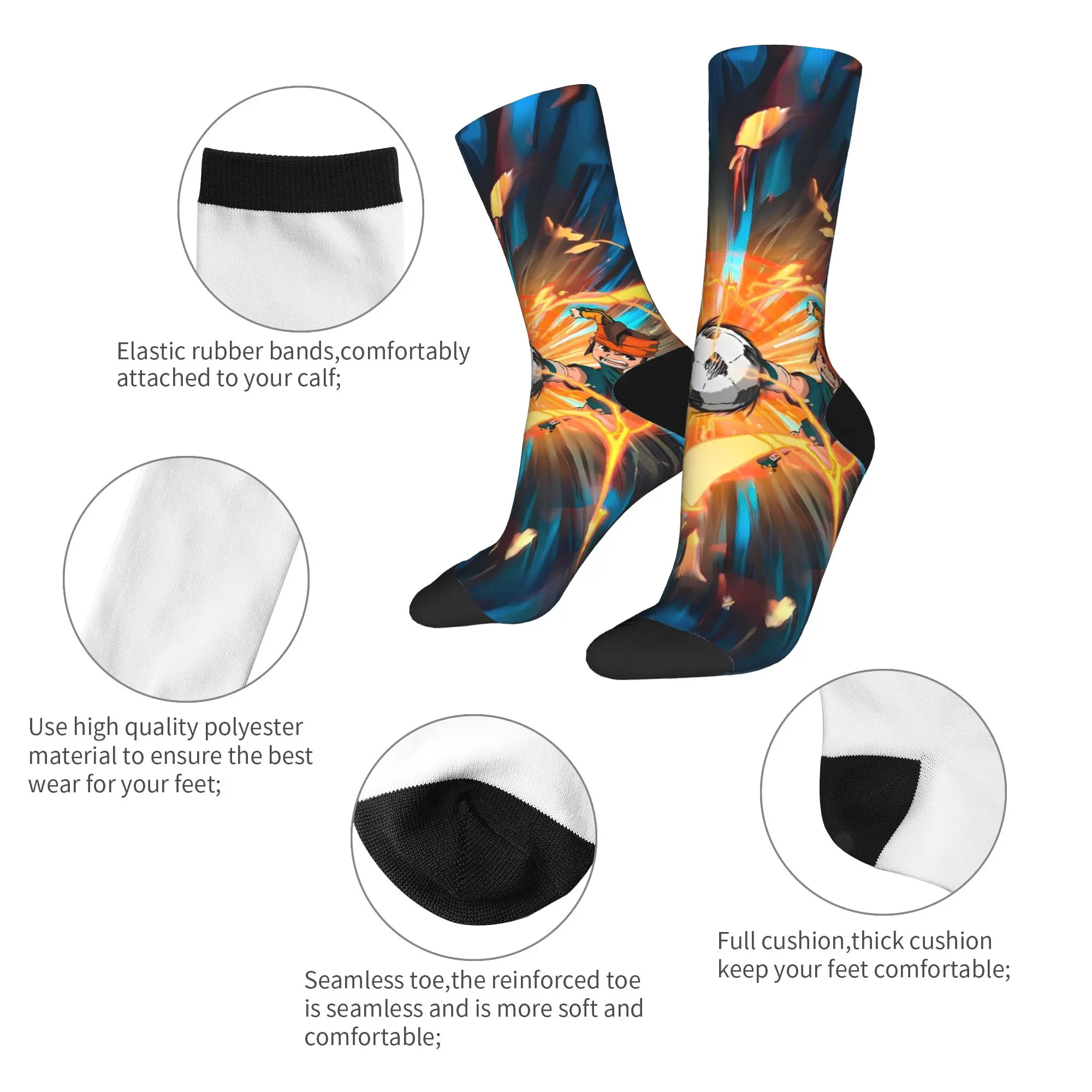 الكبار الرجال الجوارب أنيمي المحور الحريق Inazuma أحد عشر جوارب عدم الانزلاق الجوارب المريحة الربيع عادية الرسم في الهواء الطلق جوارب رياضية #6