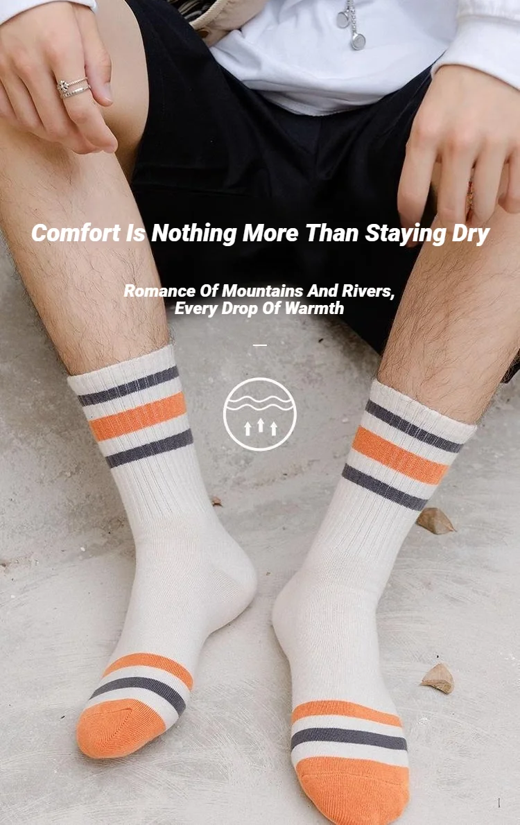 5 Paar bunt gestreifte Freizeitsocken für Herren, modische, schweißabsorbierende und atmungsaktive Sportsocken, geeignet für alle Jahreszeiten, weich – Detail 8