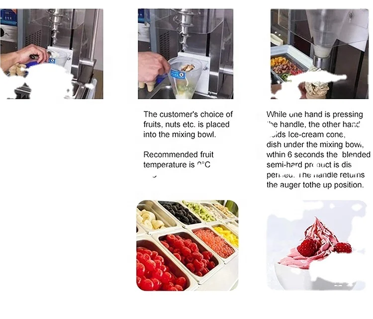 Full Auto Swirl Fruits Ice Cream Machine/ Auto Swirl Frozen Yogurt Ice Cream Mixer/ Real Fruit Swirl Ice Cream Blender