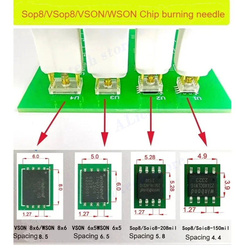 sop8/wson chip download, burn and write probe, spring needle, flash eeprom chip burner wire