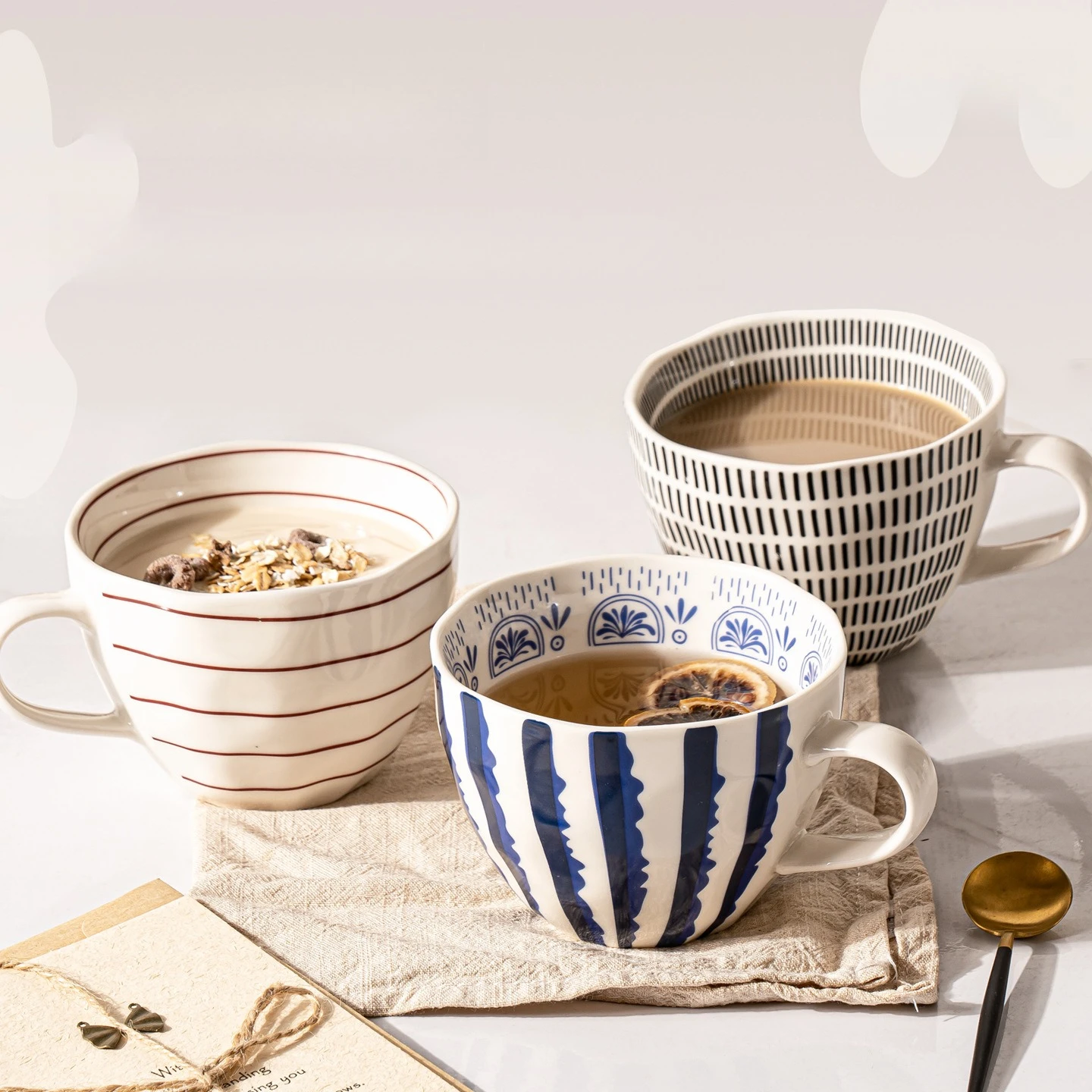 

Скандинавская нерегулярная керамическая кружка ручной работы, большая кружка для завтрака, овсянка, ретро, креативный офис, домашнее использование