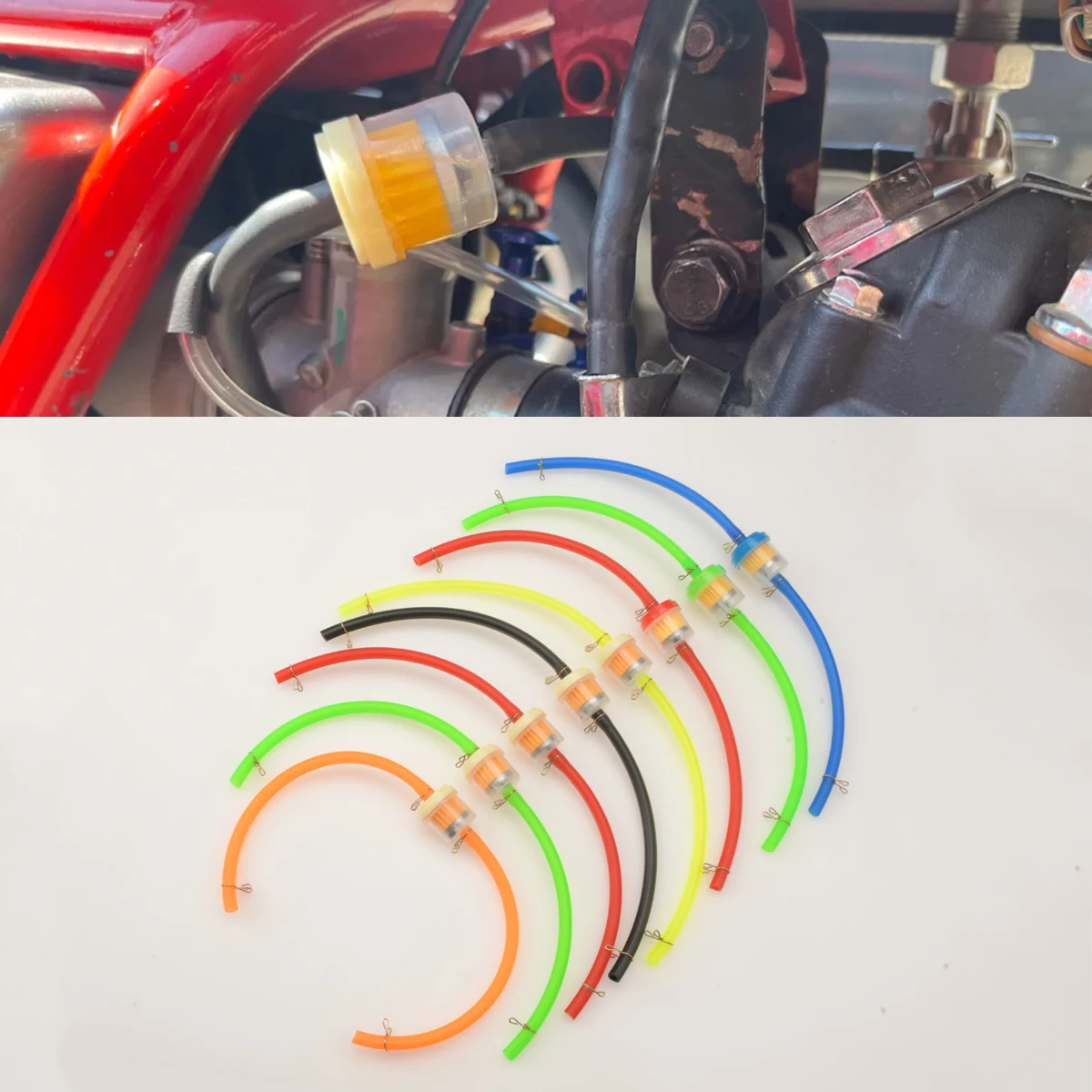 

For 49cc 50cc 110cc 125cc Motocross Dirt Pit Bike Moped Scooter ATV Go Kart Universal Gas Fuel Filters and Fuel Pipe