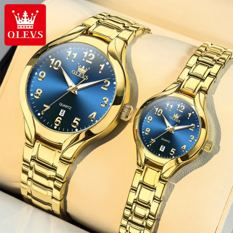 OLEVS  Couple Watch Luxury Original Fashion Brand Waterproof Luminous Quartz Watch Man And Woman Watches Single Calendar 3650