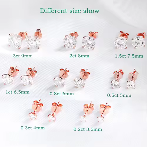 Smyoue 0.2-3CT Rose Gold Color Moissanite Stud Earrings for Women Sparkling Classic Wedding Lab Diamond Earring Pure 925 Silver - Image 5