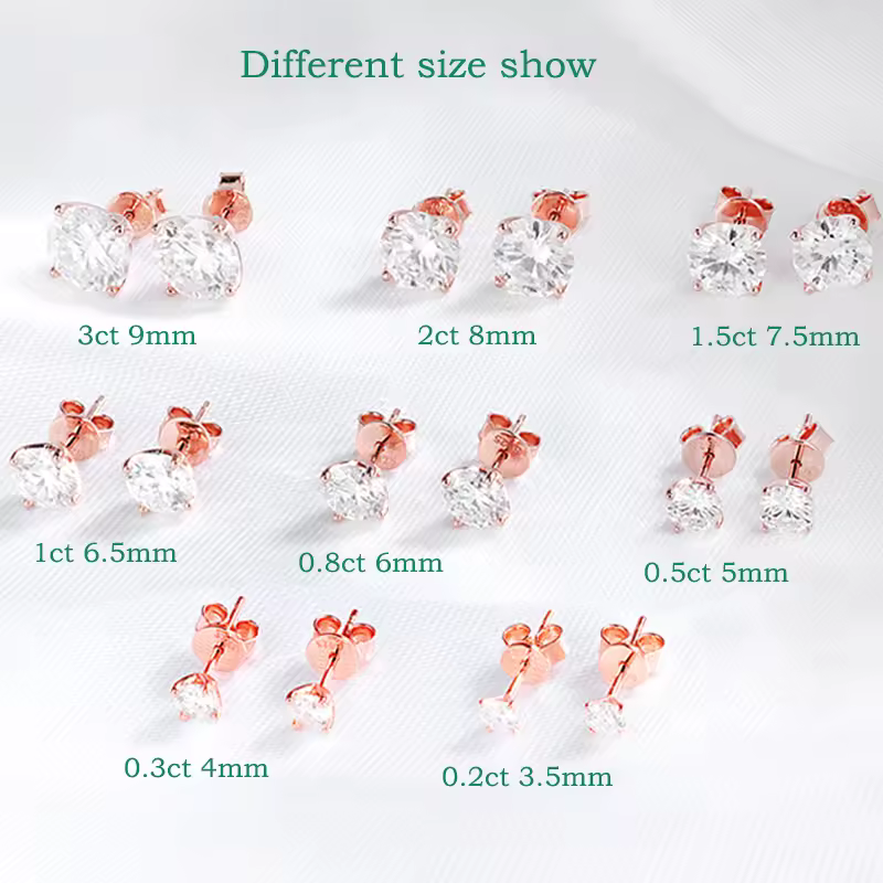 Smyoue 0.2-3CT Rose Gold Color Moissanite Stud Earrings for Women Sparkling Classic Wedding Lab Diamond Earring Pure 925 Silver - Image 5