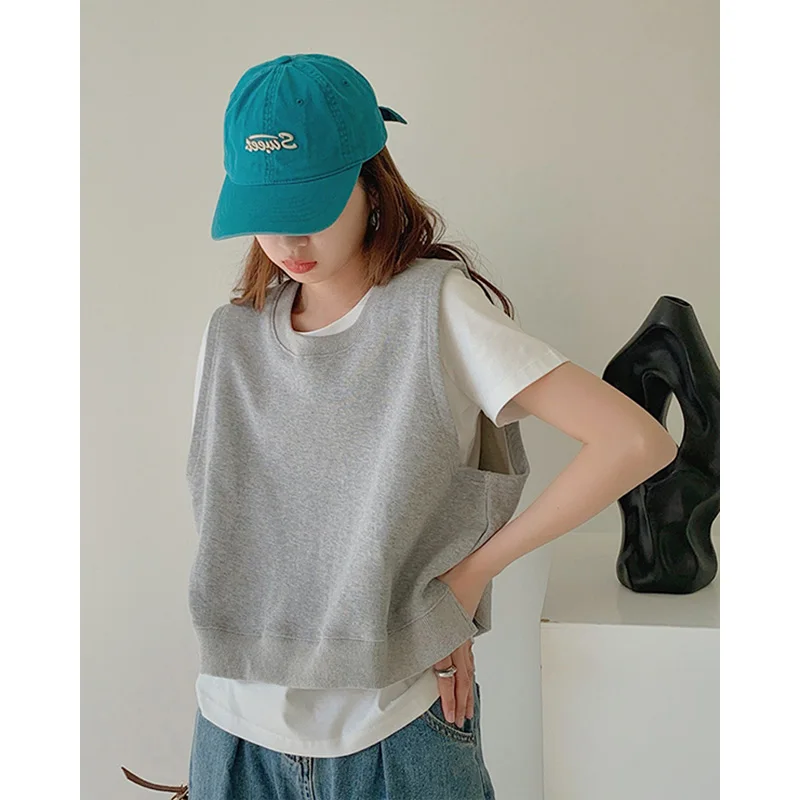 Koreanische Sle Faionable Pullover Weste frauen Sommer Lose Oberbekleidung ort Cut Open Split Design Schichtung Tank Top