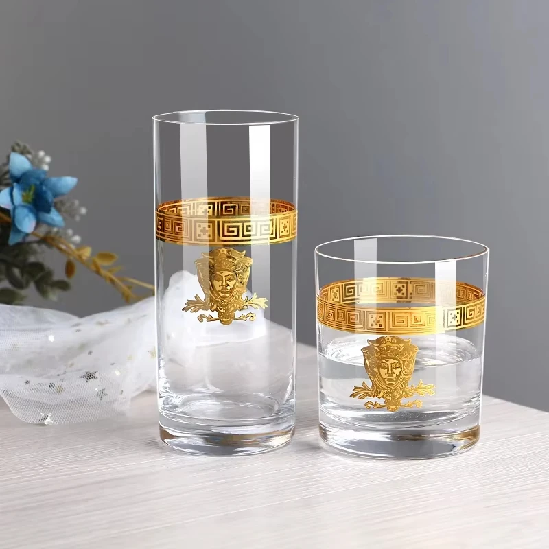 

Nordic Gold Edge Crystal Goblet Wine Glass Light Luxury Clear Champagne Glass Brandy Whiskey Cup Wedding Party Drinkware Barware