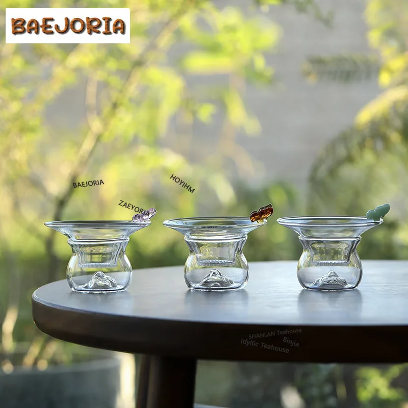 BAEJORIA Butterfly Heat Resistant Glass Tea Separator Infusor Tea Diffuser Tea Strainer Dispenser Tea Soaking Tea Filter Teaset