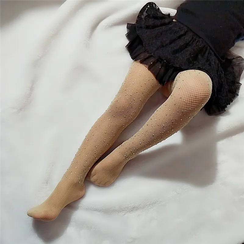 Baby-Mädchen-Strumpfhose mit Strassbesatz, elastische Netzstrumpfhose mit glänzenden Diamanten für coole, wilde Outfits, Prinzessinnen-Leggings für Kinder – Detail 2
