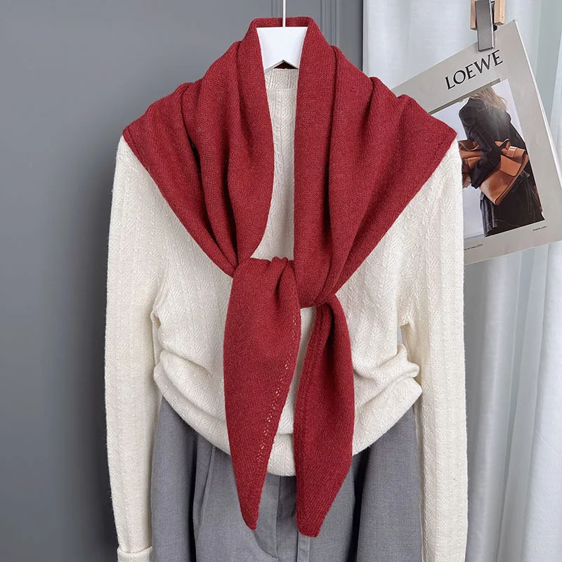 

Минималистичный зимний шарф из шерстяной смеси премиум-класса, повседневная шаль с вязаными узорами, теплый вязаный шарф.