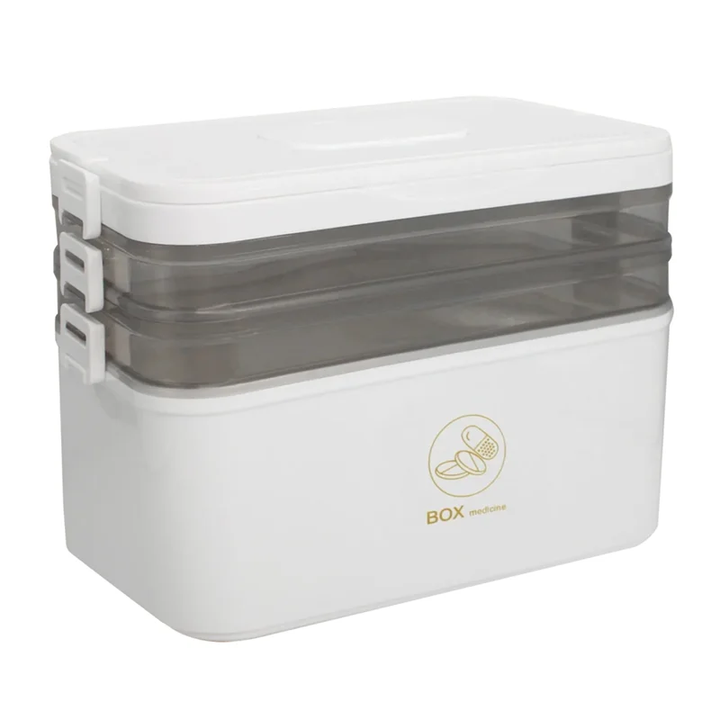 

AT84-Портативная аптечка, 3-слойная перегородка, ящик для хранения лекарств большой емкости, домашняя аптечка, ящик для экстренной помощи