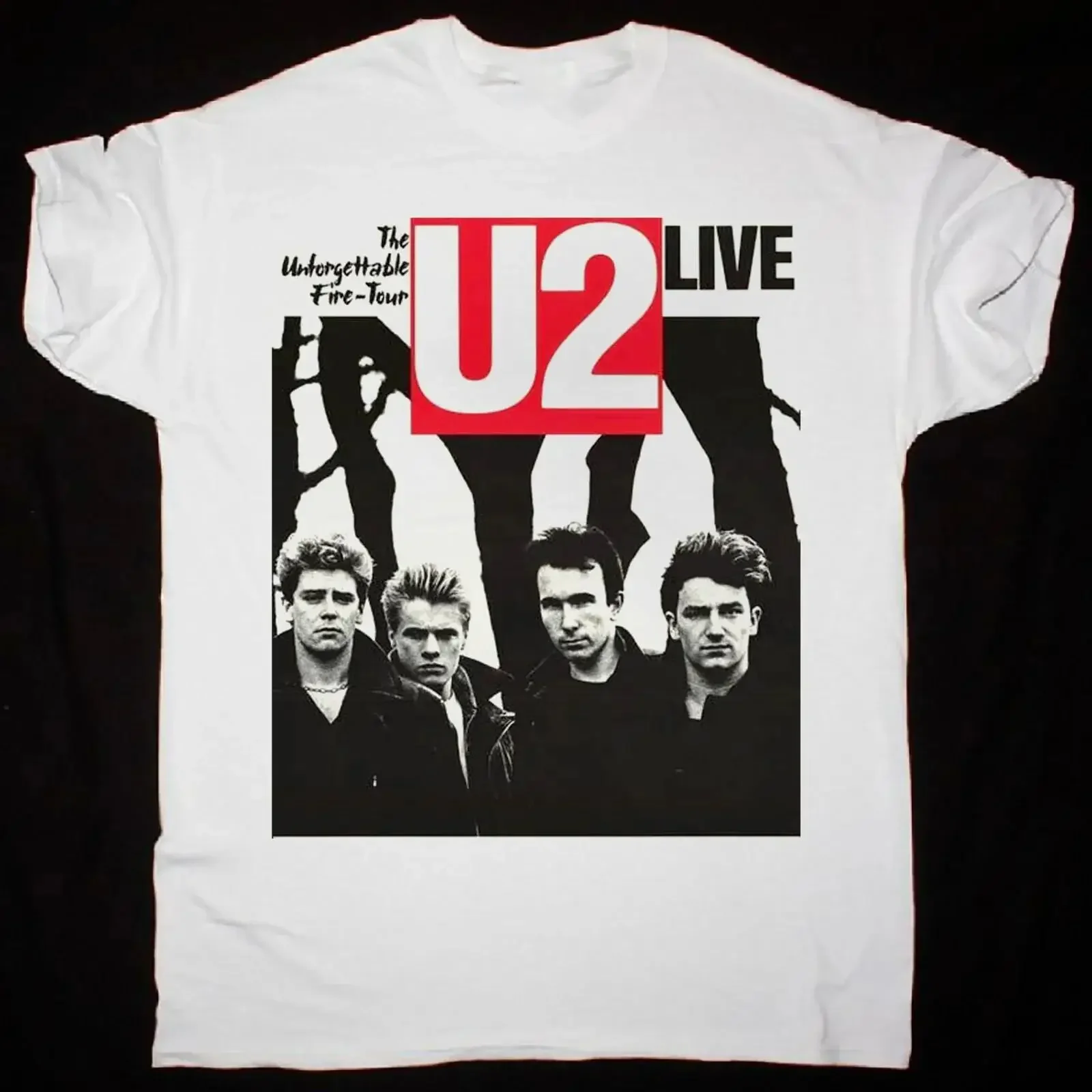 Camiseta Masculina Vintage U2 The Unforgettable Fire Tour, Confortável, Versátil, Respirável, Unissex, Streetwear