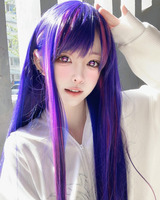 Oshi No Ko Hoshino Ai Cosplay Wig Long Dark Purple Rose Pink Wig Ai Hoshino Cosplay Wigs Heat Resistant Synthetic Wigs
