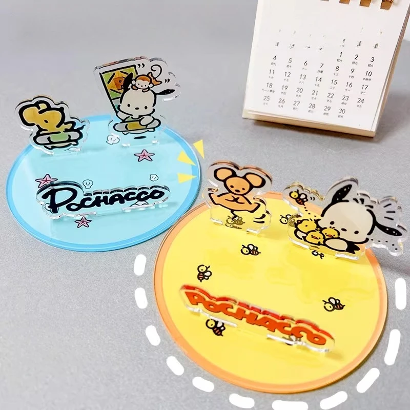 

New Pochacco Anime Figures Desktop Creative Ornament Cute Cartoon Stand for Student Mobile Phone Holder Desktop Phone Stands Toy