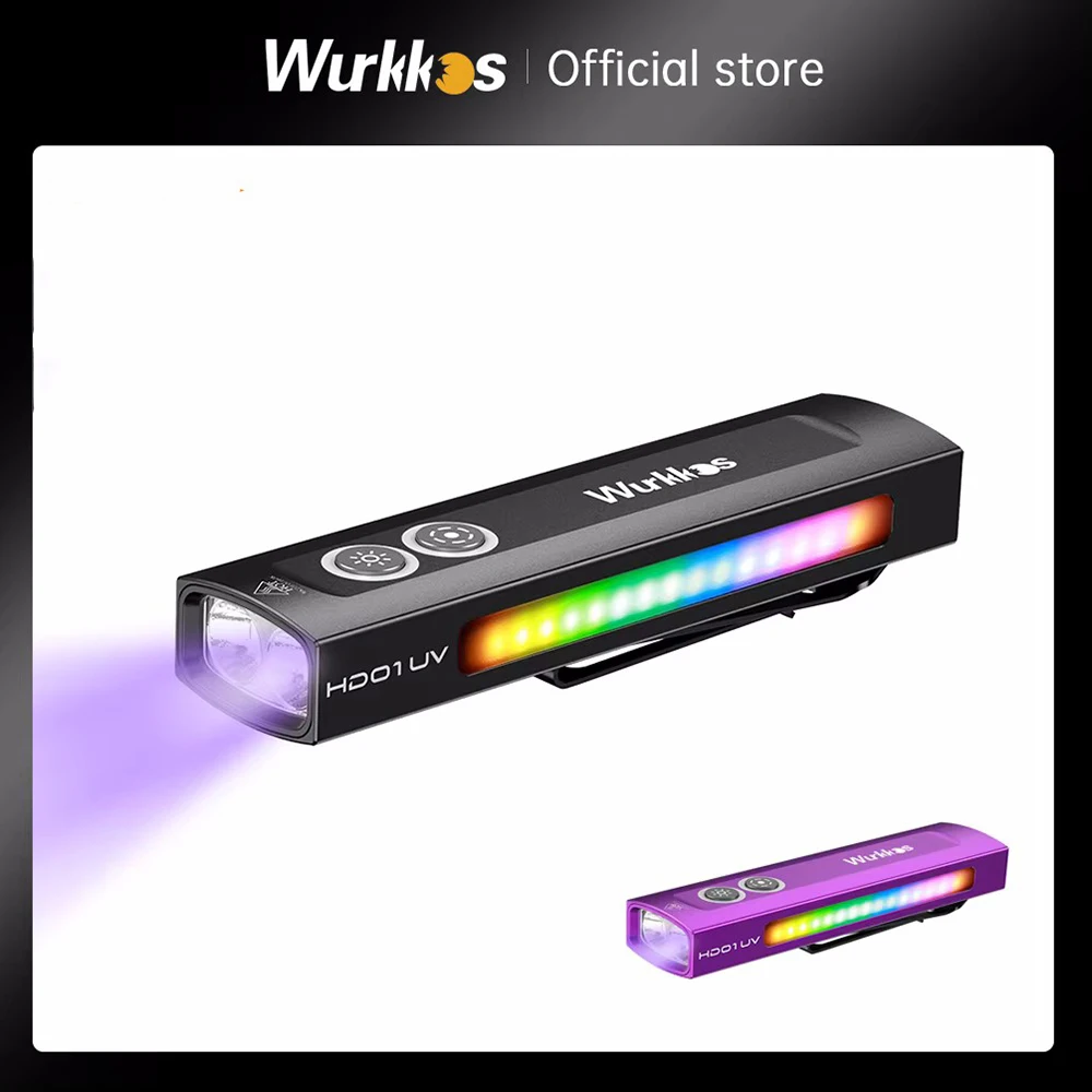 Wurkkos HD01 UV multifuncional EDC linterna 1200 LM con 365nm luz UV inundación blanca 90CRI LED luces laterales RGB IP65 impermeable