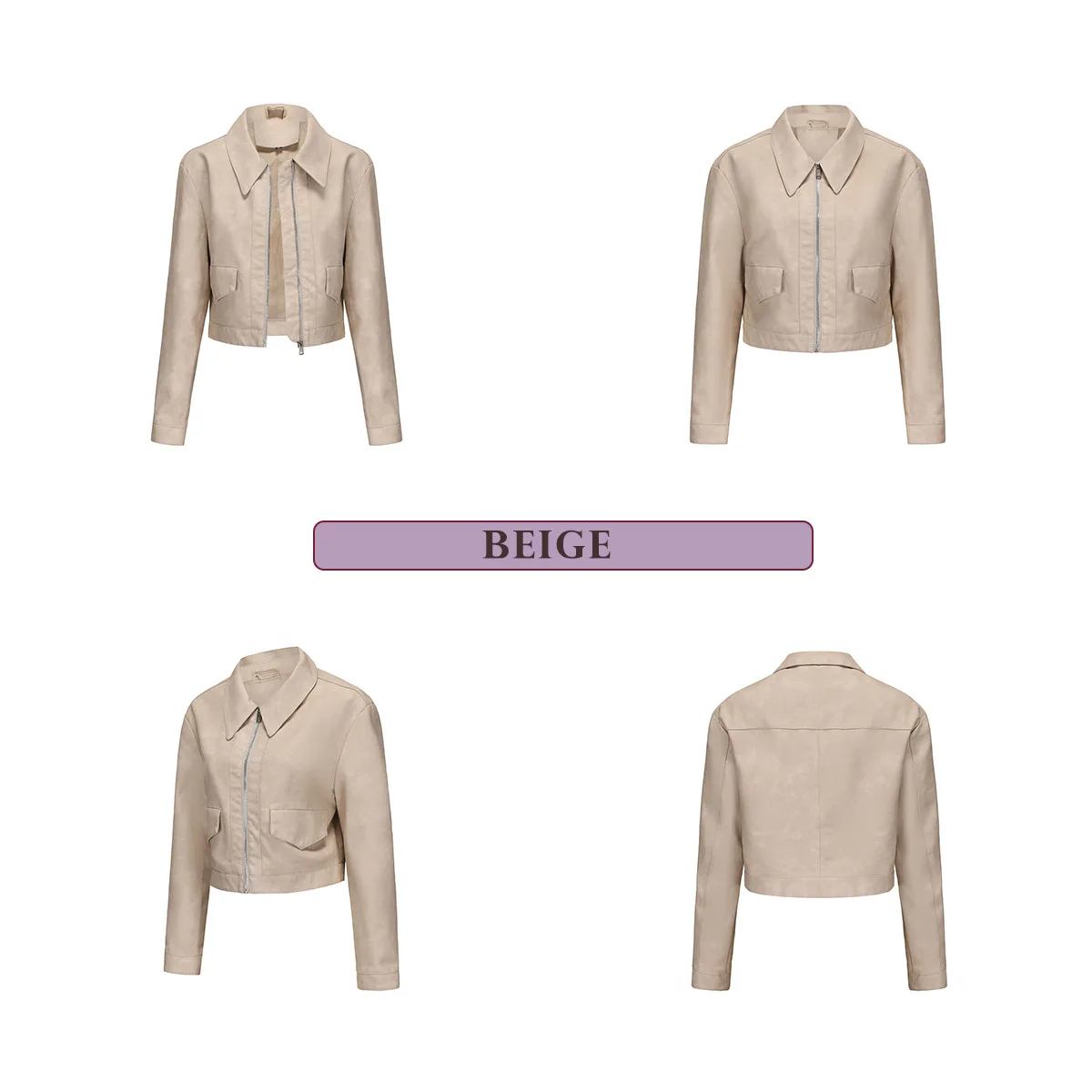 Spring and Autumn New Thin Leather Coat Long sleeved Casual Women's Coat Fashion Short Motorcycle Zipper Leather Jacket