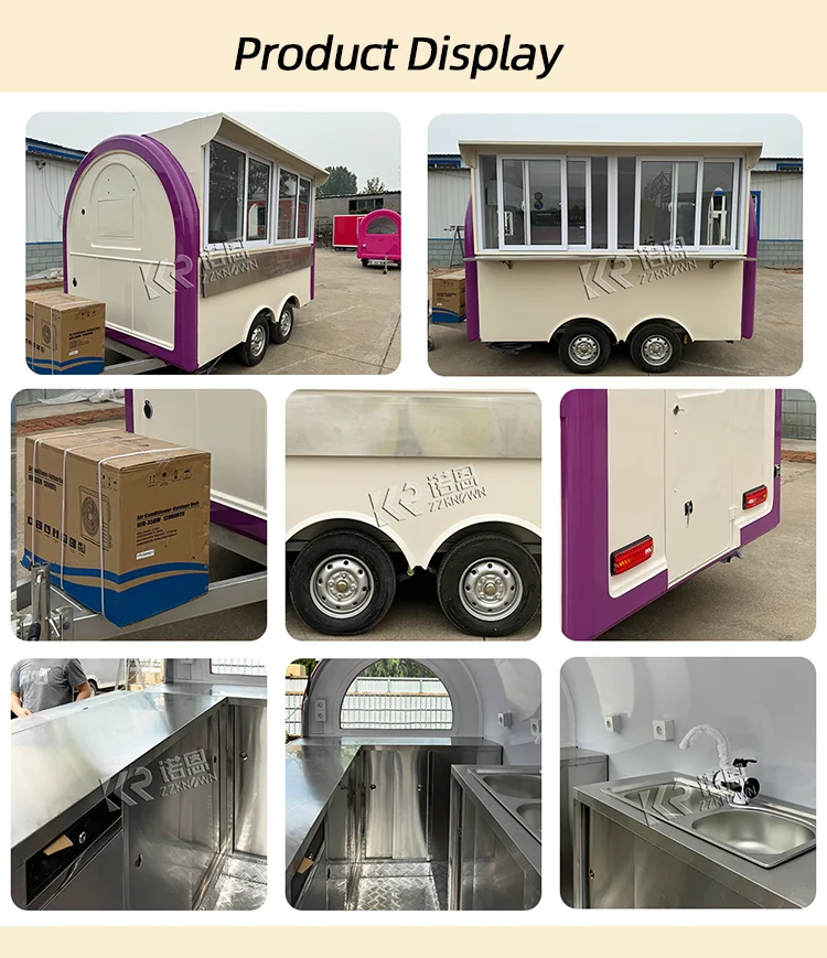 US Standard Food Truck Catering Trailer Mobile Kitchen Concession Coffee Cart Food Trailer With Sliding Window for Sale