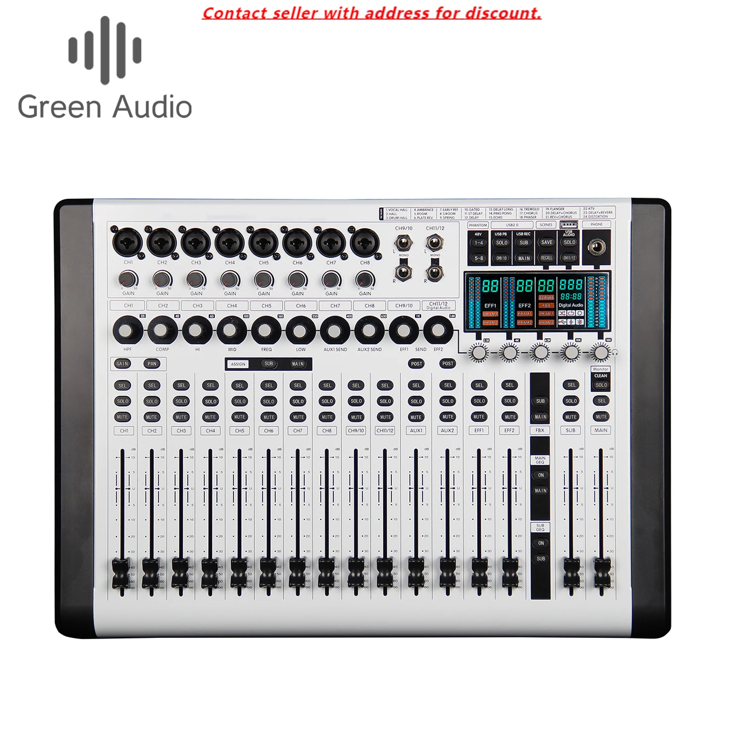 GAX-D12 Professional 12 Channel Digital Audio Mixer DJ Console Build In Soundcard PA Sound System