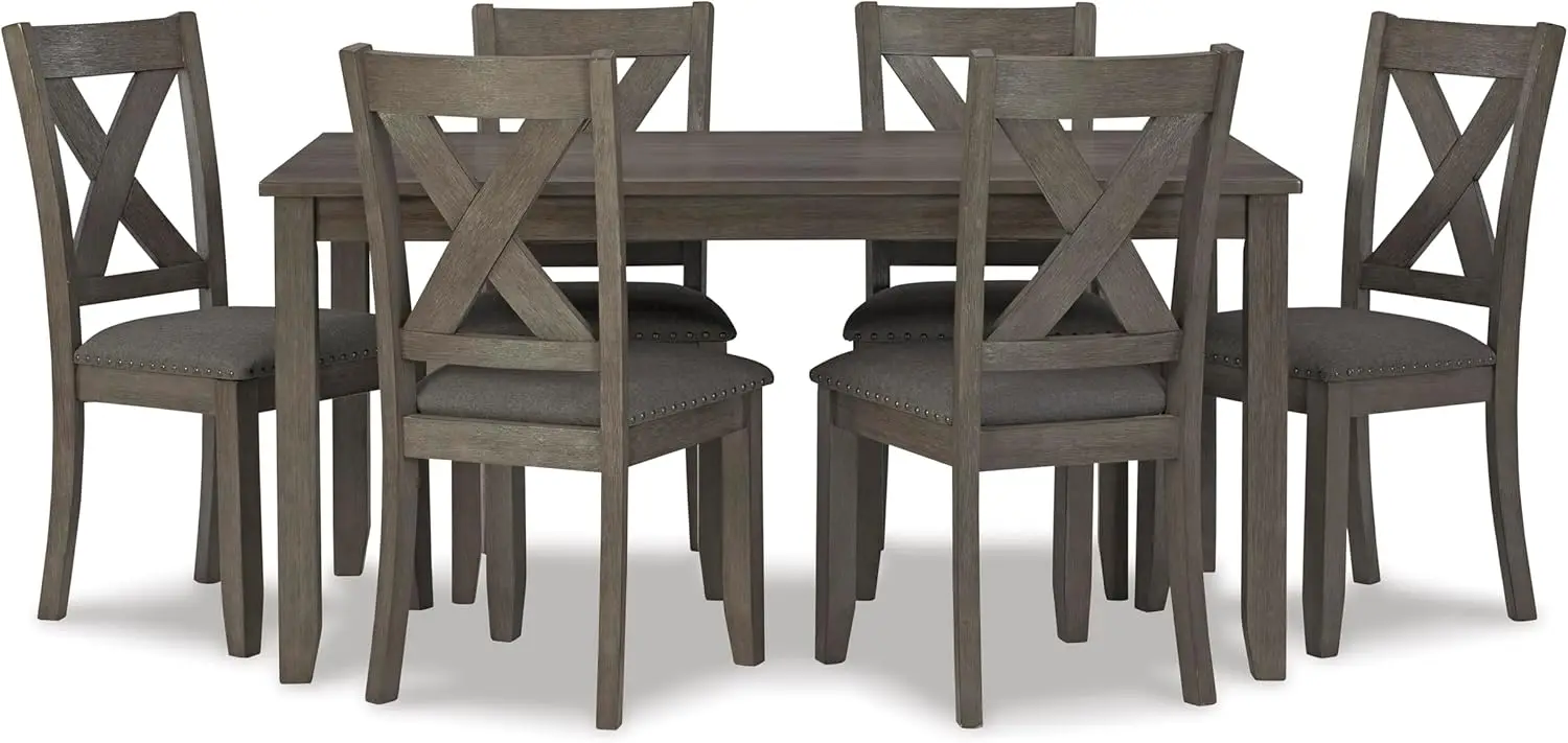 

Rustic 7 Piece Dining Set Include Table and 6 Chairs Gray Striking a simply chic pose this dining set is styled fascinating