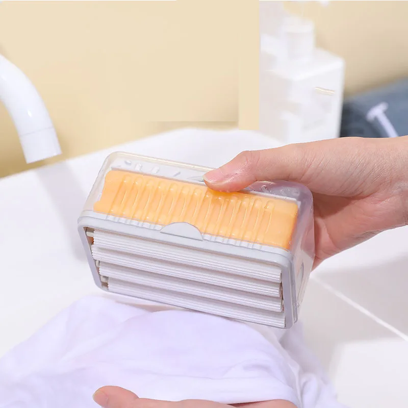 Soap Box Hands Free Foaming Soap Dish Multifunctional Soap Dish Hands Free Foaming Draining Household Storage Box Cleaning Tool