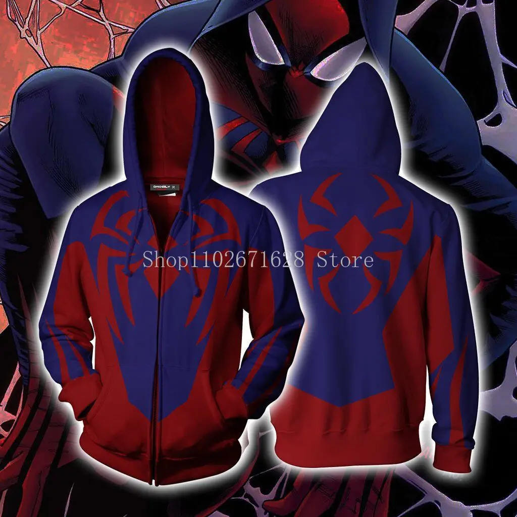 Smile Hero Spider Print Zipper Hoodies pour hommes et femmes, Miles Morales, Sportedly 3D Hooded, Boy Girl Cosplay Costume Jacket, School Uniform