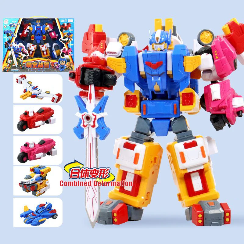 5 IN1 Robot trasformante 7 ''/18 cm Cute Baby Squad Action Figure Boy Raccogliere giocattoli e tempo libero Giocattolo per bambini Vacanze, regali di compleanno