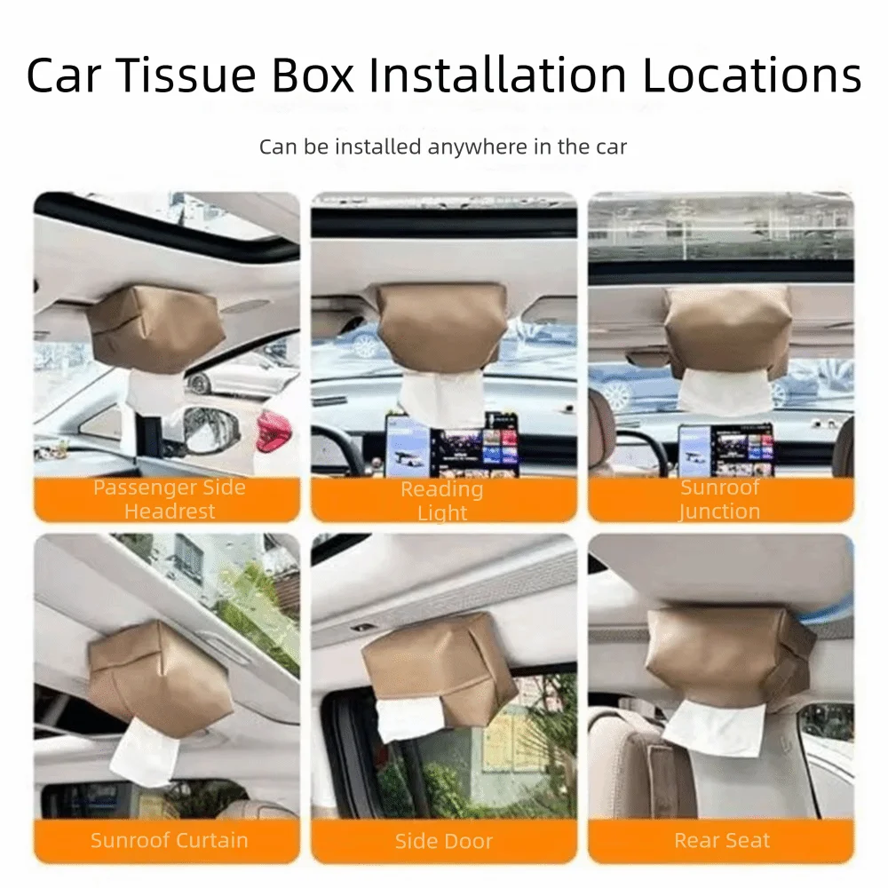 Multi Functional Car Magnetic Tissue Box Stable Mounting Light Luxury Car Tissue Holder High-End Feeling Rectangular