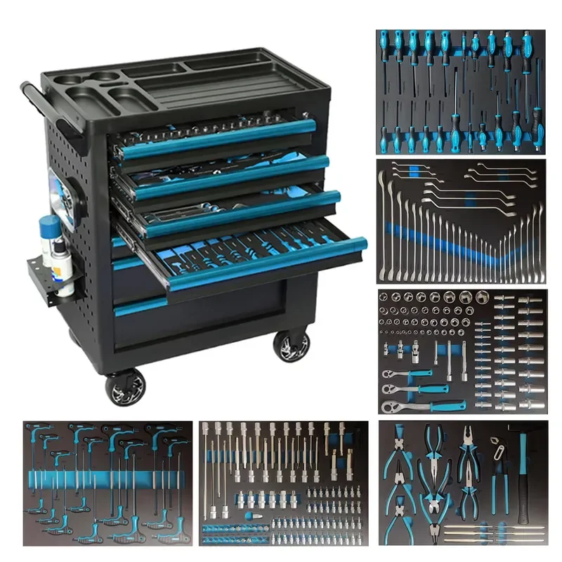 7 Drawers Tool Trolley With 273PCS Car Repair Tool Sets for Workshop Automotive Repair Tools Garage Equipment