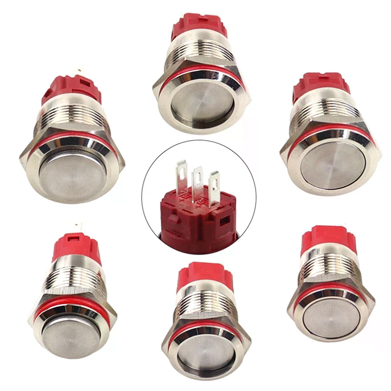 

Металлический кнопочный переключатель 16 мм, самоблокирующийся сброс, старт-стоп, круглая высокая/плоская головка, нормально открытый/нормально закрытый переключатель