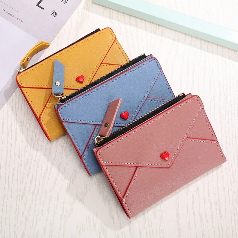 Short Wallet Women Cute Love Wallets Tassel Fashion Hasp Coin Purse Card Holder Female Clutch Money Bag PU Leather Lady Purses