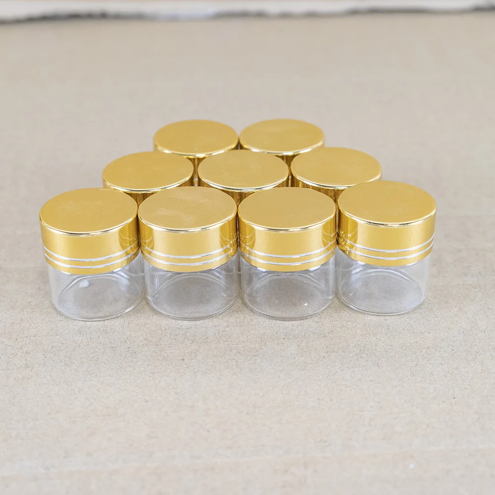 24pcs Glass Bottles with Aluminium Screw Gold Caps Sealed Liquid Food Container 10ml 15ml 20ml 25ml 30ml 40ml 50ml 100ml