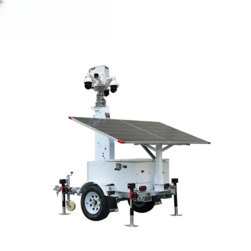 Mobile Monitoring Tower Solar CCTV Tower 4K Security Double-sided Solar Panels 9-meter Mast Solar Power Supply System