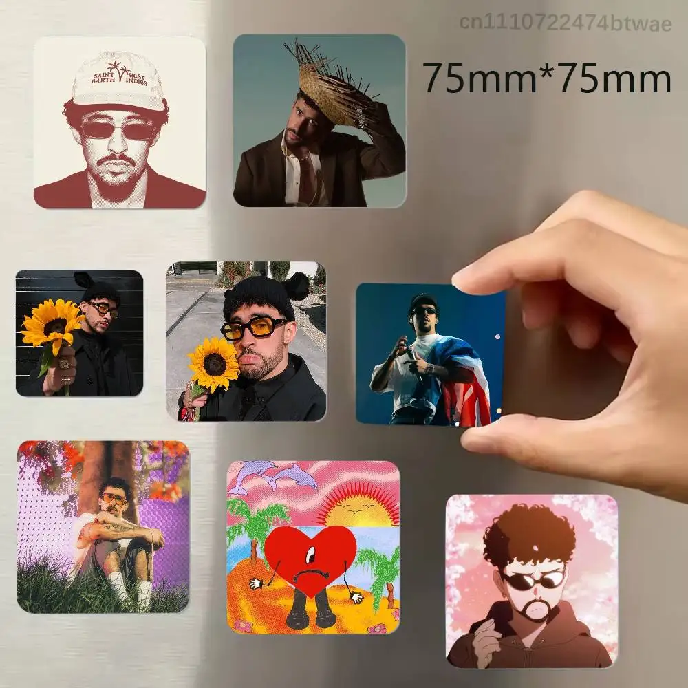 B-Bad B-Bunny Refrigerator Magnet Square Stickers Can Be Used To Personalize Are Ideal Keepsakes Or Gifts