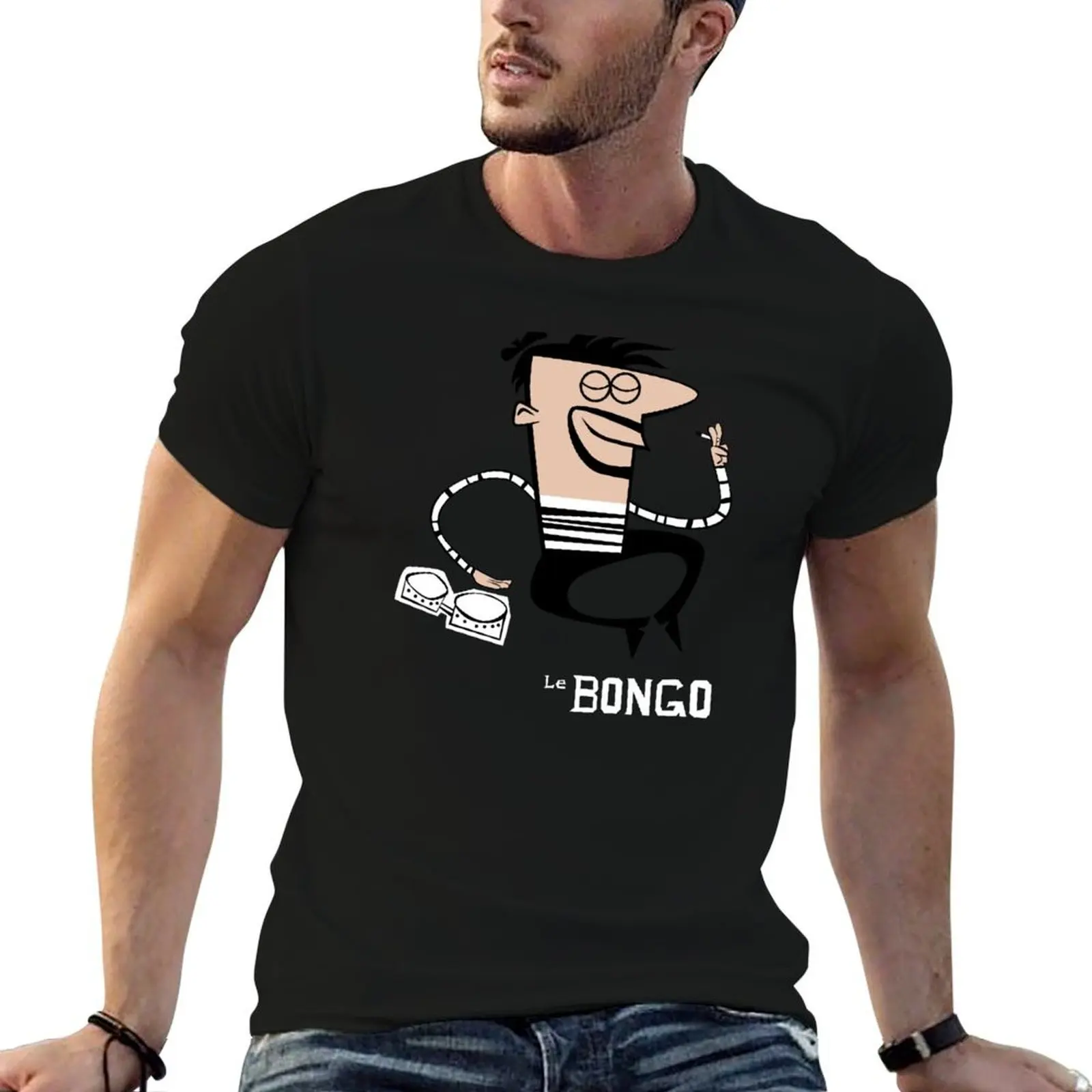 Le Bongo: Beatnik playing the bongos cartoon T-Shirt funny costumes anime tshirt funny t shirts men