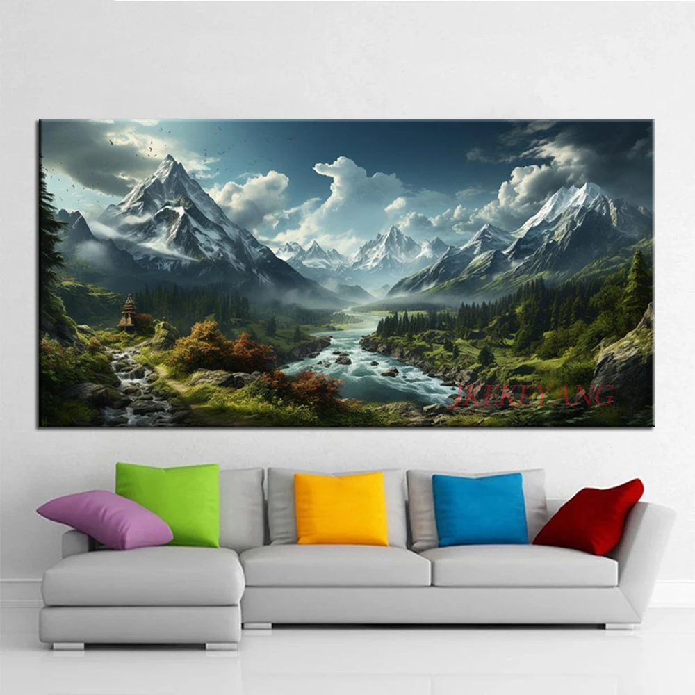 DIY Diamond Painting Cross Stitch Kit Snowy Mountains Rivers And Forests Diamond Mosaic New Collection 2024 Home Decor Gift