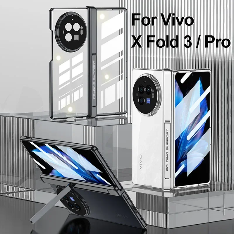 

Magnetic Hinge Plating Clear Case for Vivo X Fold 3 Pro Outer Screen Glass Protective Holder Cover for Vivo X Fold 3 Pro Case