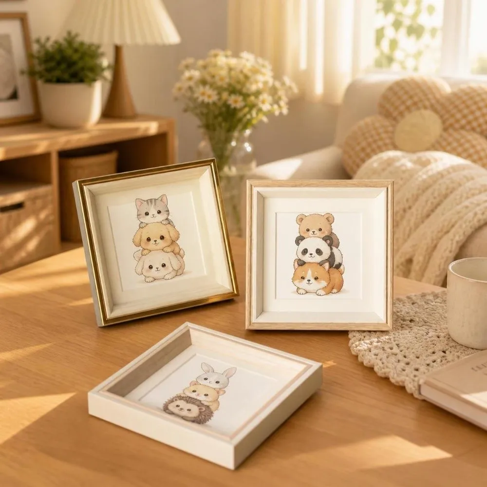 Cute 10x10cm Photo Frame Square Resin Desktop Picture Frame Art Frames Photo Showcase