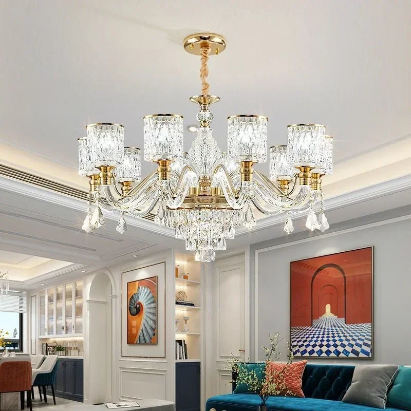 Living Room Chandelier New Year Light Luxury European Crystal Chandelier Arm Luminous Luxury Elegant Luxury High