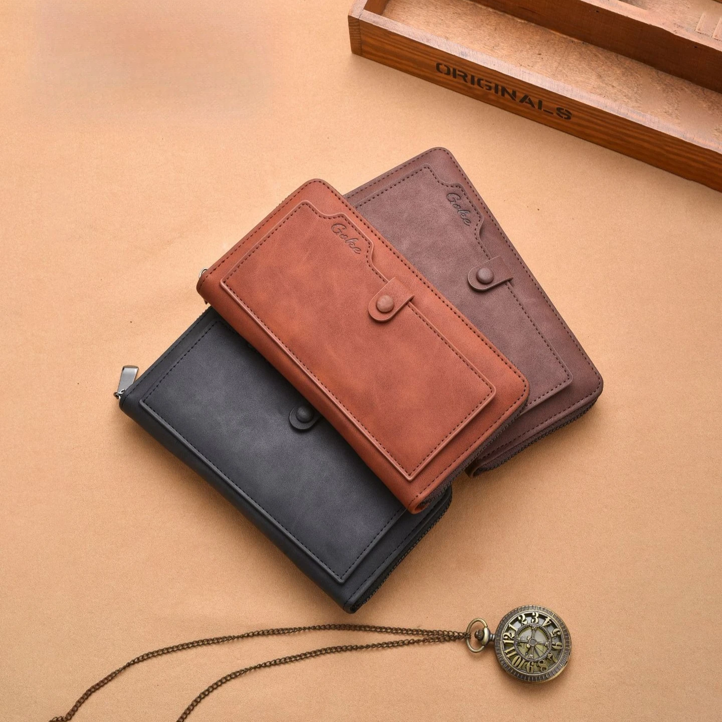 

Simple Purse Long Zipper Wallet Large Capacity Card Brand Business Clutch Bag Coin Purse ID Card Holder Men