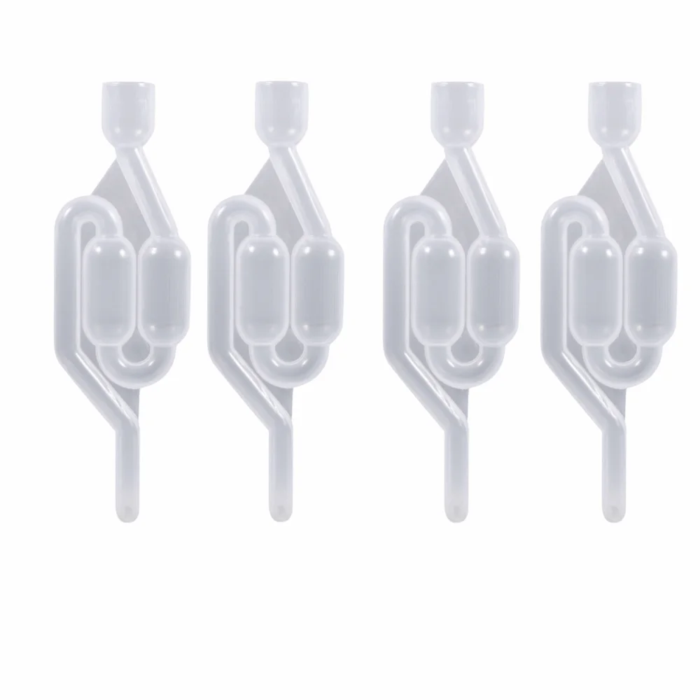 4pcs Plastic Bubble Airlock Exhaust Check Valve Twin Bubble Design Homebrew Airlock Water Sealed Valve One Way Valve