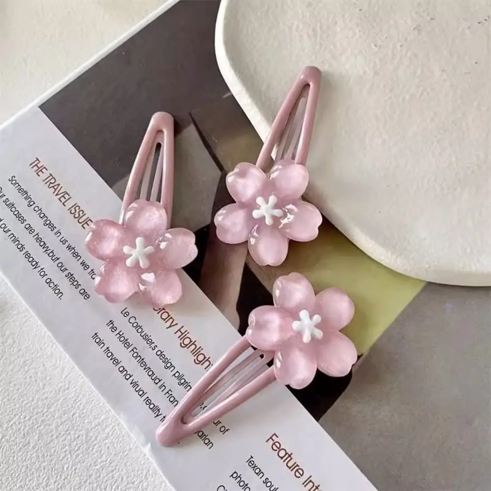 Pince à cheveux fleur rose pour enfants, épingle à cheveux Sakura, ornements de cheveux vintage, barrettes douces