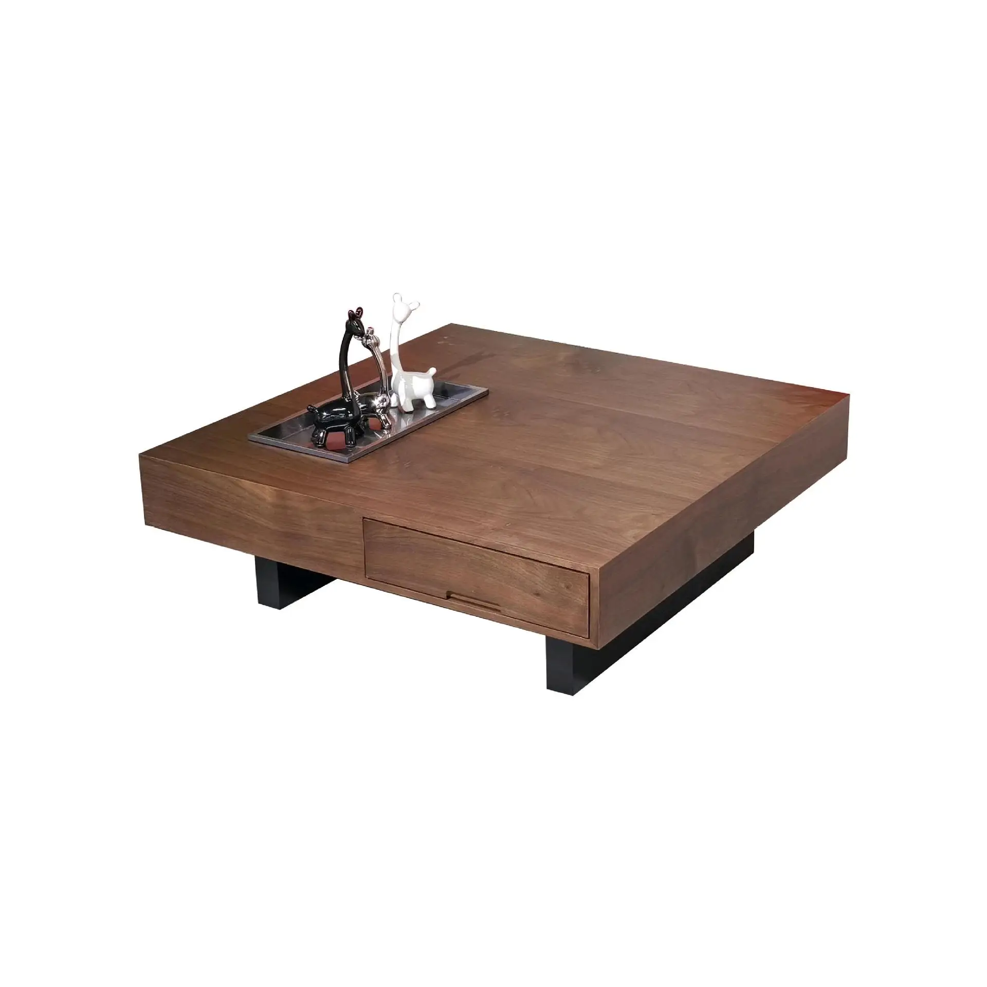 طاولة قهوة مربعة إيطالية بسيطة لغرفة المعيشة، طاولة قهوة بنمط خشب الجوز #5