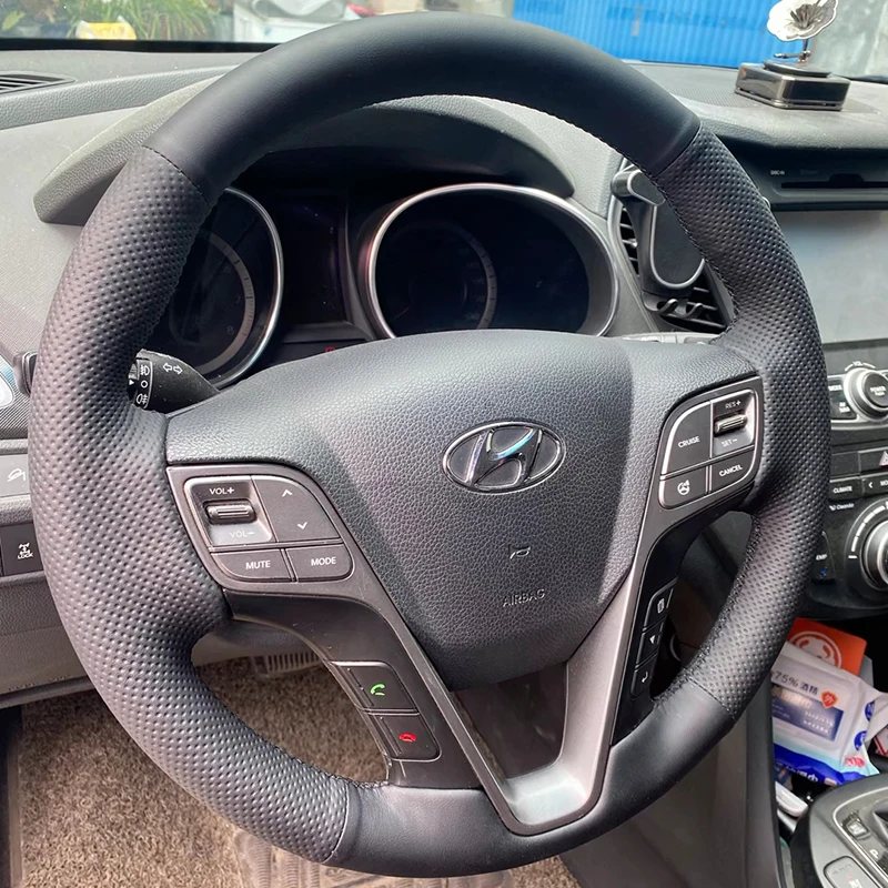 

Diy Handmade Sewing Car Steering Wheel Cover for Hyundai I40 2011-2019 Santa Fe‌ Leather Car Accessories Protector Braid Cover
